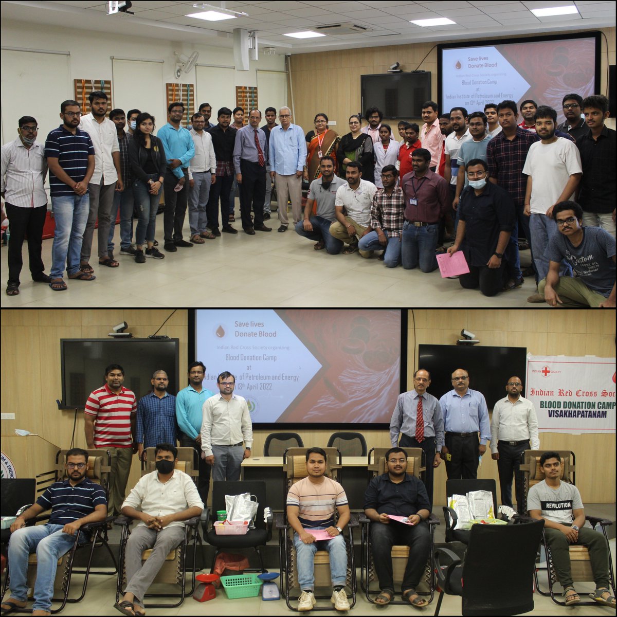 IIPE_vizag's tweet photo. "Excuses never save a life, Blood donation does"
We are delighted to say that IIPE Vizag students in collaboration with @indianredcrosssocietyap have conducted a Blood Donation Camp on April 13th of this month.
#iipevsp #EAAcommittee #iipespe #blooddonation https://t.co/biAWjyWnv8