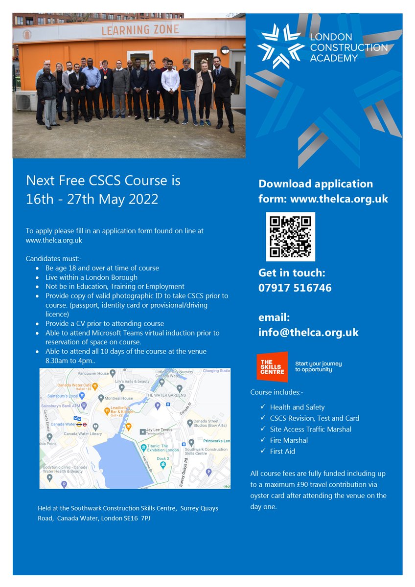 3 weeks until our next CSCS course.  Don't delay, apply today. Download application form thelca.org.uk or email info@thelca.org.uk
