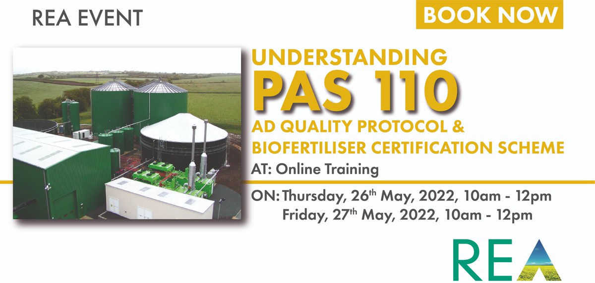 REAssociation's tweet photo. 🌱 REA Organics is running 2 online training courses on 26th and 27th of May on the requirements of PAS 110, the AD Quality Protocol and the Biofertiliser Certification Scheme (BCS) Rules requirements.
Book your place here! 👉 https://t.co/9ViGYUYsLu
@realschemes @BiofertCert https://t.co/YV7pkQCV3q