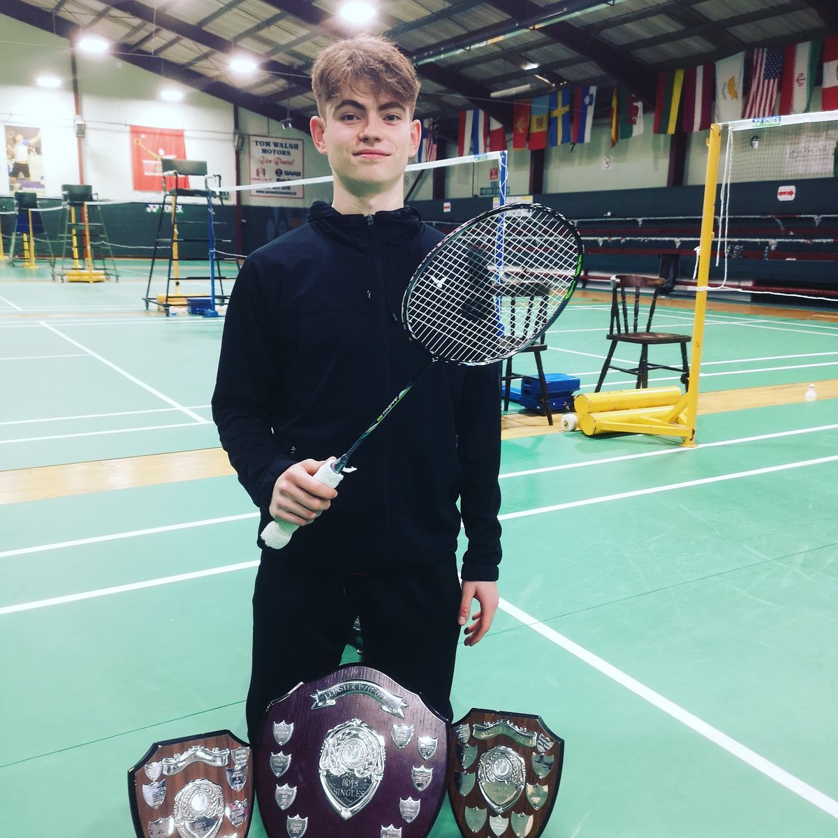 badminton_my's tweet photo. Victory for Dylan at the Leinster U17s, taking all three titles, with mixed partner Paige Woods and doubles partner Eoghan Cooney.

Its also #VictoryForVictor with Dylans new sponsorship playing with the Victor Auraspeed, the racket which has everything.
#lovebadminton
#Victor https://t.co/7t3x9nMwTF