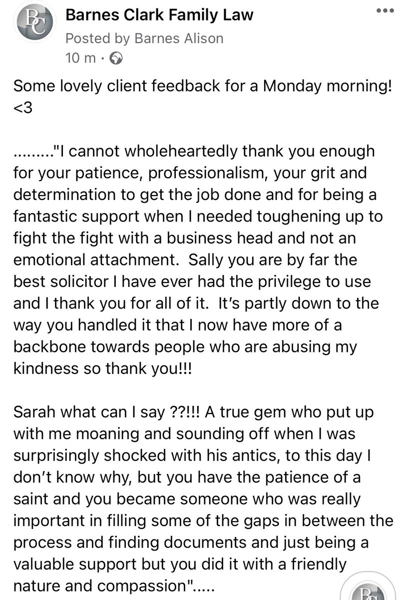 Lovely feedback received from a very happy client 🥰 #familylaw #clientsmatter #clientsfirst #familylawyer