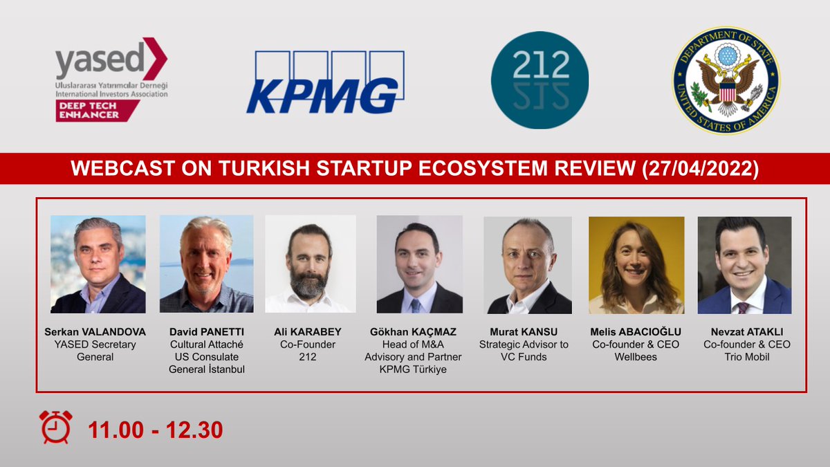 YASEDorgtr's tweet photo. YASED will be organizing a webcast on ‘Turkish Startup Ecosystem Review’ as an activity of the project named ‘Deep Tech Enhancer (Deep-TE)’ funded by the US Embassy Grants Program.
Date: April 27, 2022
Time: 11.00 – 12.30
URL: https://t.co/OVFjZFCrjT https://t.co/Cssy3Ywnh5