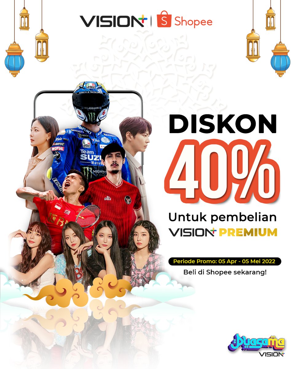 SeputariNews's tweet photo. Kalau kamu beli kamu beli paket @visionplusid Premium di Shopee, kamu bisa dapat diskon 40% di Ramadhan Sale.
Tunggu apa lagi? Yuk berlangganan Vision+ sekarang juga! dan nikmati lebih dari 18.000 jam tayangan menarik. https://t.co/e8PhRTkG3B
#visioplus #VisionplusXShopee https://t.co/kYeUyYQ34s