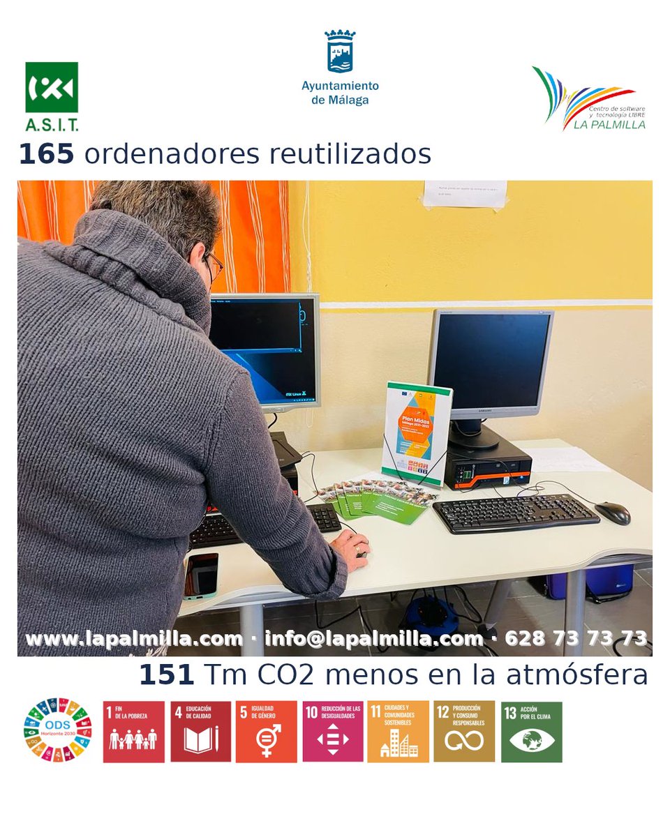 asitmalaga's tweet photo. Los ordenadores de la Gran Recogida de 2021 ya están prácticamente distribuidos. Entre ellos los equipos que @malaga y @EMASAMalaga nos han ido entregando a lo largo de todo este periodo.
Decenas de familias y organizaciones pueden disfrutar de ellos. https://t.co/C2BuIGQ7Ey
