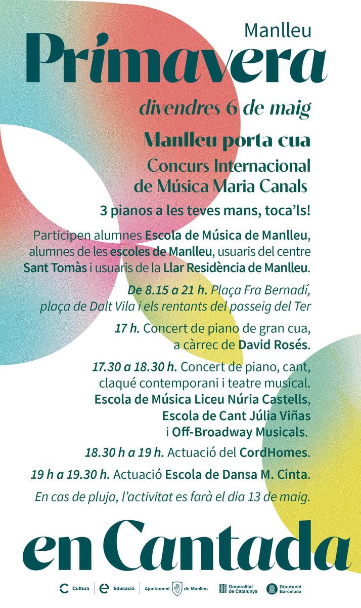 ajManlleu's tweet photo. 3 pianos a les teves mans, toca’ls! Concurs Internacional de Música  @mariacanals_bcn
Amb la participació dels alumnes de l’ @EMMManlleu , alumnes de les escoles de Manlleu, usuaris del centre @SantTomas_
 i usuaris de la Llar Residència de Manlleu. https://t.co/Rd10HG66KM
