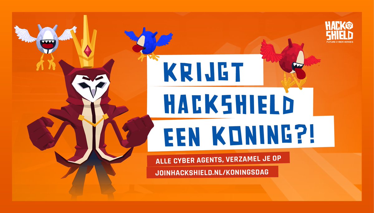 joinhackshield's tweet photo. Het is bijna #Koningsdag. Dit jaar loopt deze dag bij HackShield anders dan normaal. Prins Ignos, verspreider van desinformatie, laat zich namelijk tot koning kronen! Kunnen de Cyber Agents dit voorkomen? Alle Cyber Agents verzamelen op https://t.co/LkQ7xGpFID! https://t.co/mBIY9uJaei