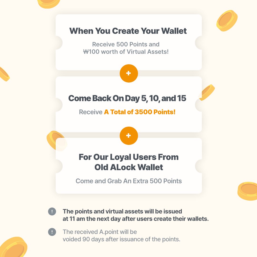 AFunCoLtd's tweet photo. 🎉Celebrate the launch of our new #ALockWallet

Get free 💰reward points and 🪙virtual assets just by creating a wallet and logging in for 15 days!

For old users of our previous app, you can even get an extra 500 reward points! (Remember to backup and restore your wallet😉) https://t.co/wt4R3XIPxq