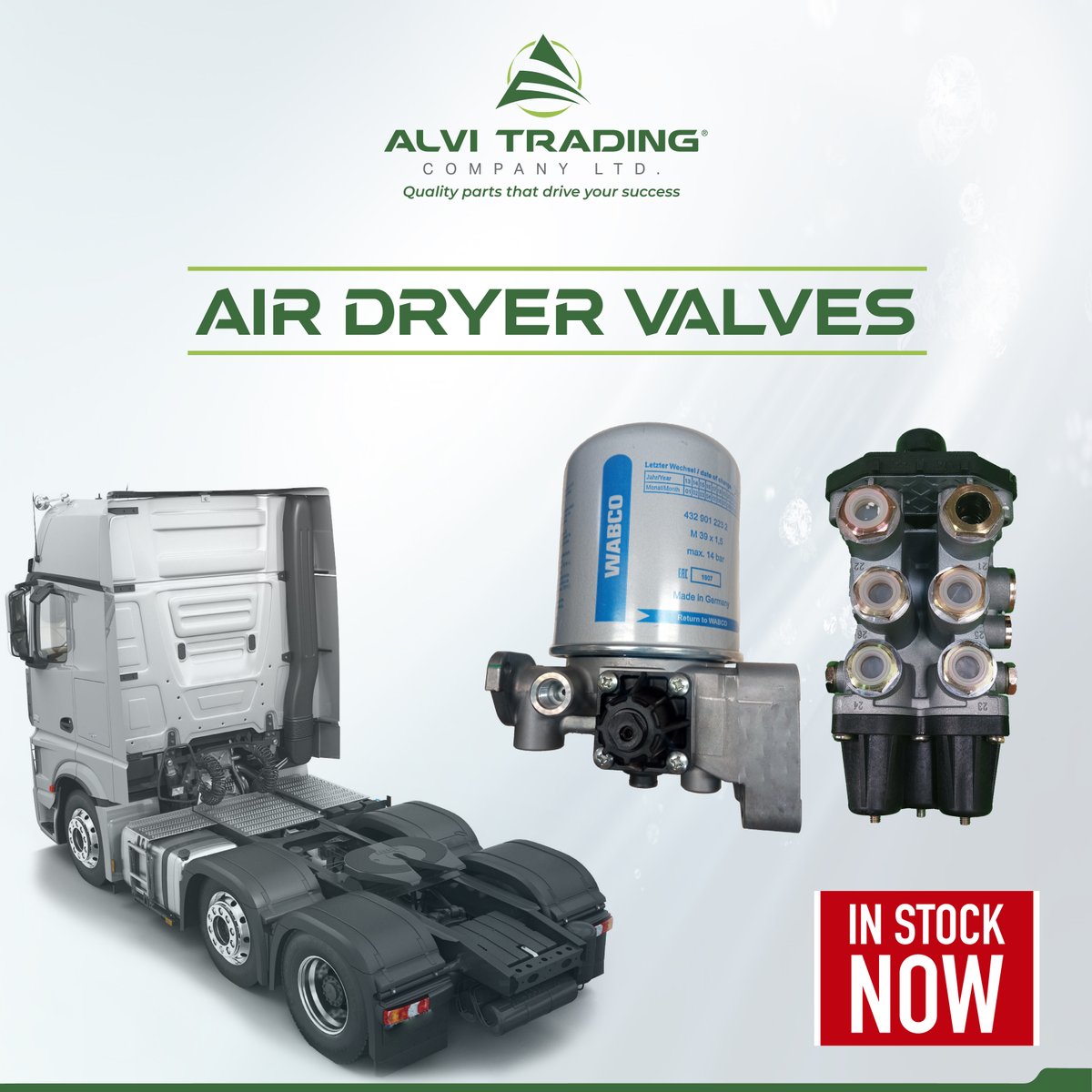 Extend the life of the compressors,
reduce the stress on your driving experience,
Use genuine high quality Air Dryer Valves
Expect the optimum performance from your truck.

Alvi Trading - Your one stop shop.

Quality parts that drive your success.

Hotline: 0719444777 https://t.co/7zlbTYeeHj