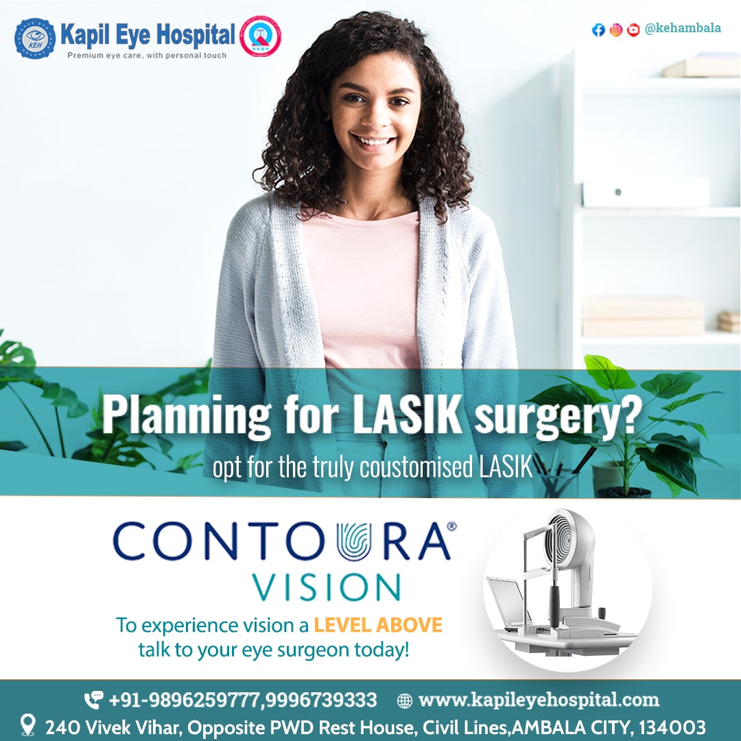 Planning for LASIK surgery opt for the truly customized LASIK #CONTOURAVISION to experience Vision a LEVEL ABOVE talk to your eye surgeon today!! #KapilEyeHospital #KehAmbala 
.
#Contouravision #Contouravisionlasik #specsremovaltreatment #specsremove #glassesremoval