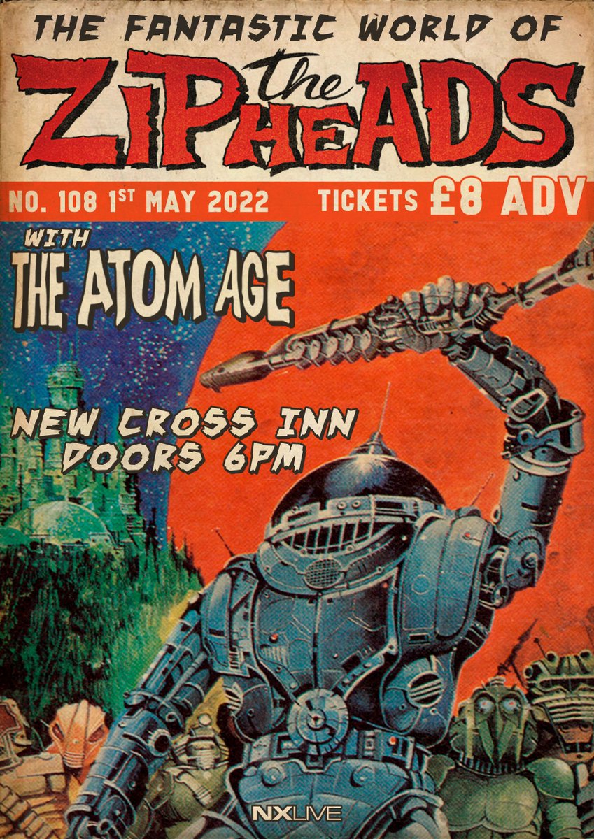 Zipheads return to London 1st May with guests The Atom Age all the way from Oakland, California!

This is an all ages show (under 16s must be accompanied by an adult) and we hit the stage at 8:15PM

newcrosslive.com/events/the-zip…