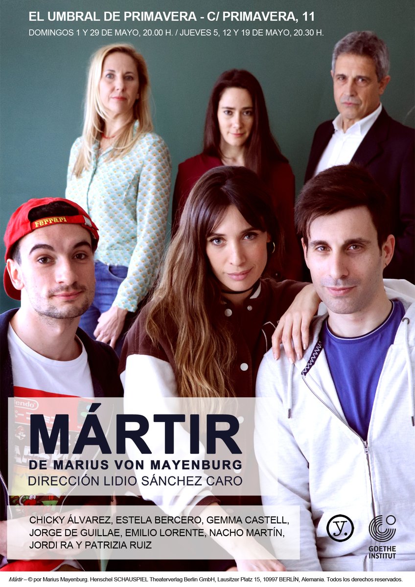 Esta semana estrenamos Mártir, del autor alemán Marius von Mayenburg, en la sala El Umbral de Primavera. 
Si os apetece pasar un buen rato a mi me haría especial ilusión veros allí. 
Nos acompañas?
Link entradas; 
entradium.com/es/events/mart…
Que tengáis una feliz semana! 😊