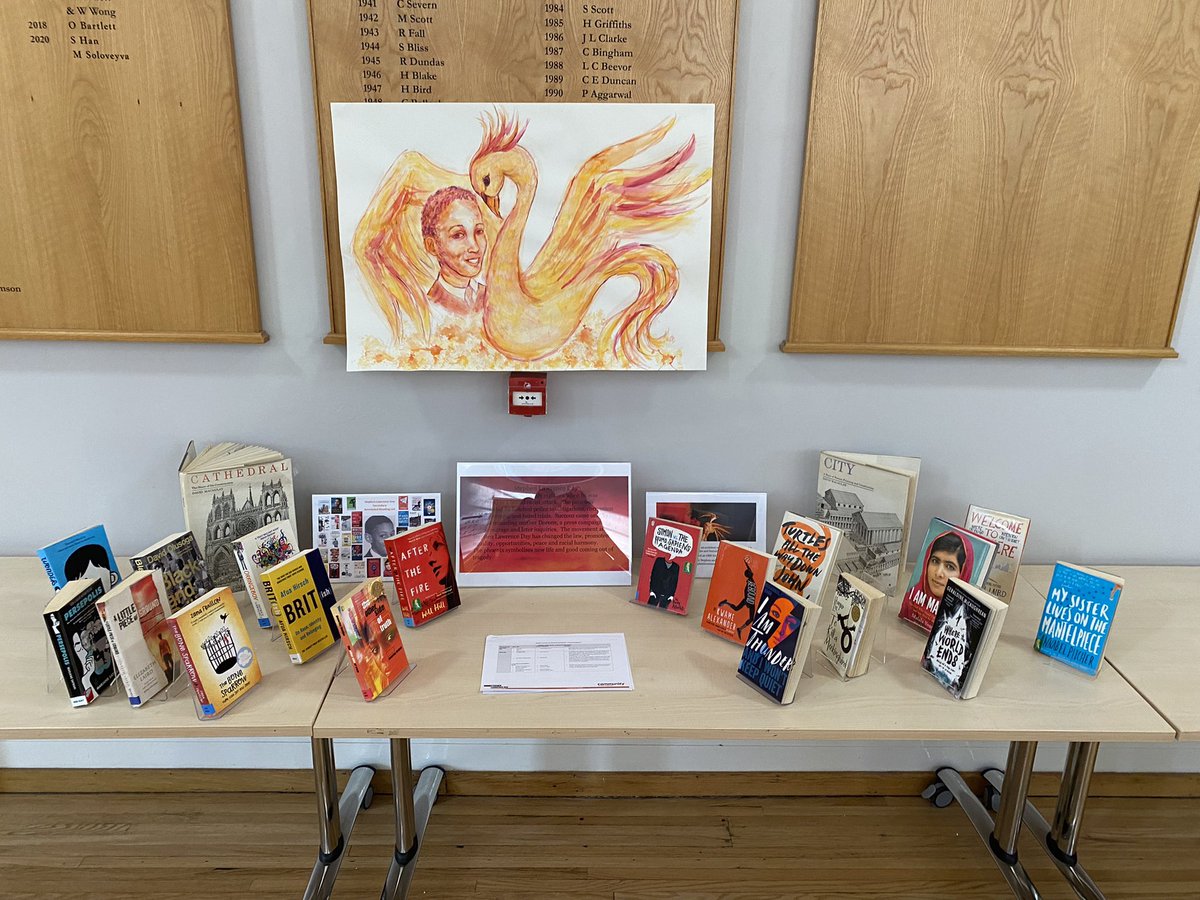 StSwithunsDiv's tweet photo. In honour of Stephen Lawrence day (22/4) our talented librarian @StSwithunsLibr put together this wonderful display. Reading equips us with facts, stats, lived experiences and more, all essential in the fight against racism. https://t.co/URn2Z2IUiI