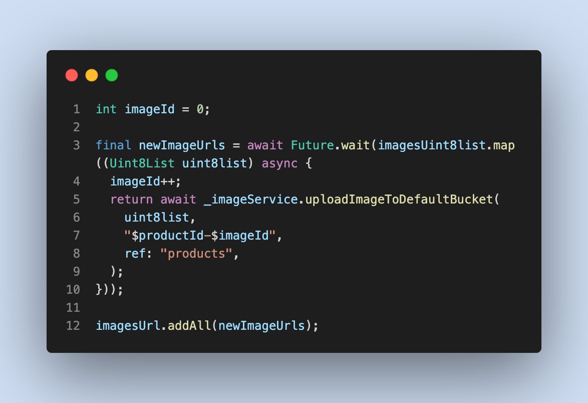 pauledemekong's tweet photo. Don't use for - loops on futures, when this syntax exist in dart!
What's happening here?
I'm using the Future.wait() to await multiple futures then addAll to a list
Follow me for more!!!๐ฅฒ
#dart #flutter #firebase #firebaseStorage #fluttertip #flutterdev #darttip https://t.co/YRh6tOdzFL
