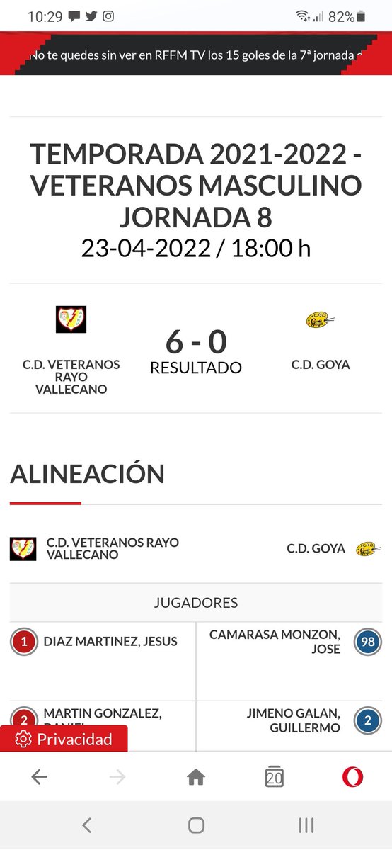 rvmveteranos's tweet photo. 👴🏻 LIGA VETERANOS @RFFM_oficial | Exhibición en la City de nuestro equipo de veteranos que arrolla al @CD_Goya, leader hasta ayer
🥅 #AVRV - 6️⃣
#CDGoya - 0️⃣
⚽⚽⚽⚽ Mauri ⭐
⚽ Carretero
⚽ Asenjo
#VamosRayo
#veteranosRFFM
#FutbolVeteranos
#LigaVeteranosRFFM
@FEAFV https://t.co/H8LiARMZVm