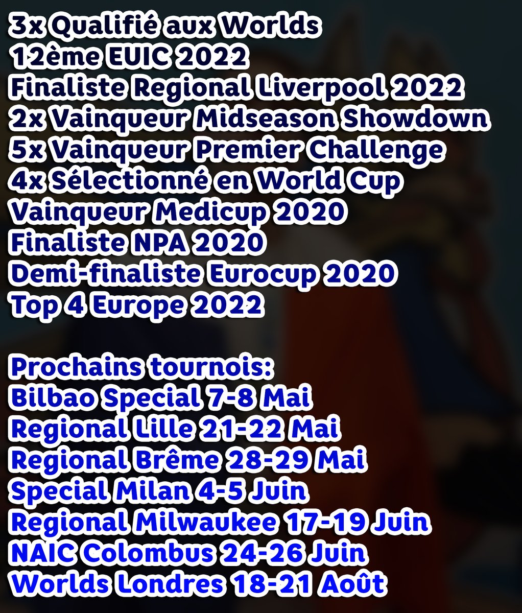 Je cherche une structure esport pour m'accompagner jusqu'à la fin de saison 2022 et au-delà, je veux faire tous les majors européens ainsi que le Regional de Milwaukee qui précède le championnat US auquel je suis invité.

RT pour faire bouger les choses 🇫🇷