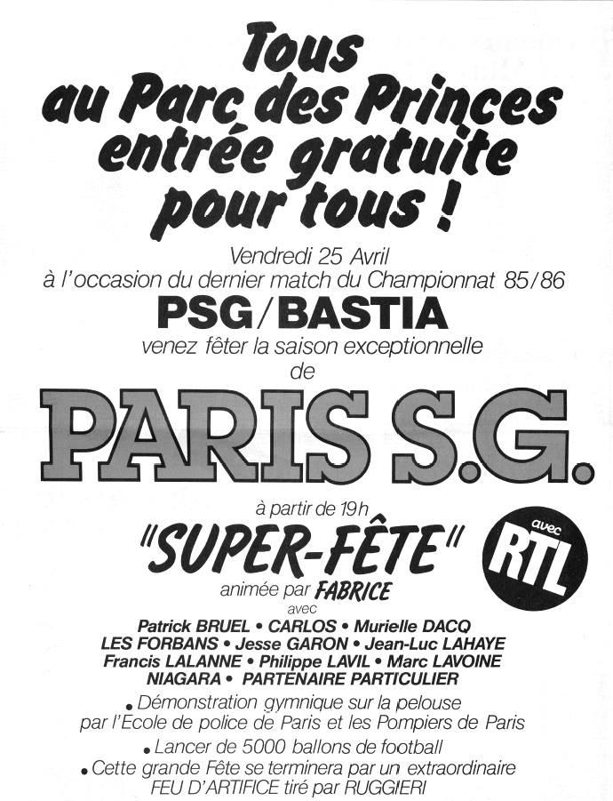 michelkollar's tweet photo. 25 avril 1986, on savait fêter les titres de champion au @PSG_inside 😂😂❤️💙 https://t.co/2ExIjdlA97