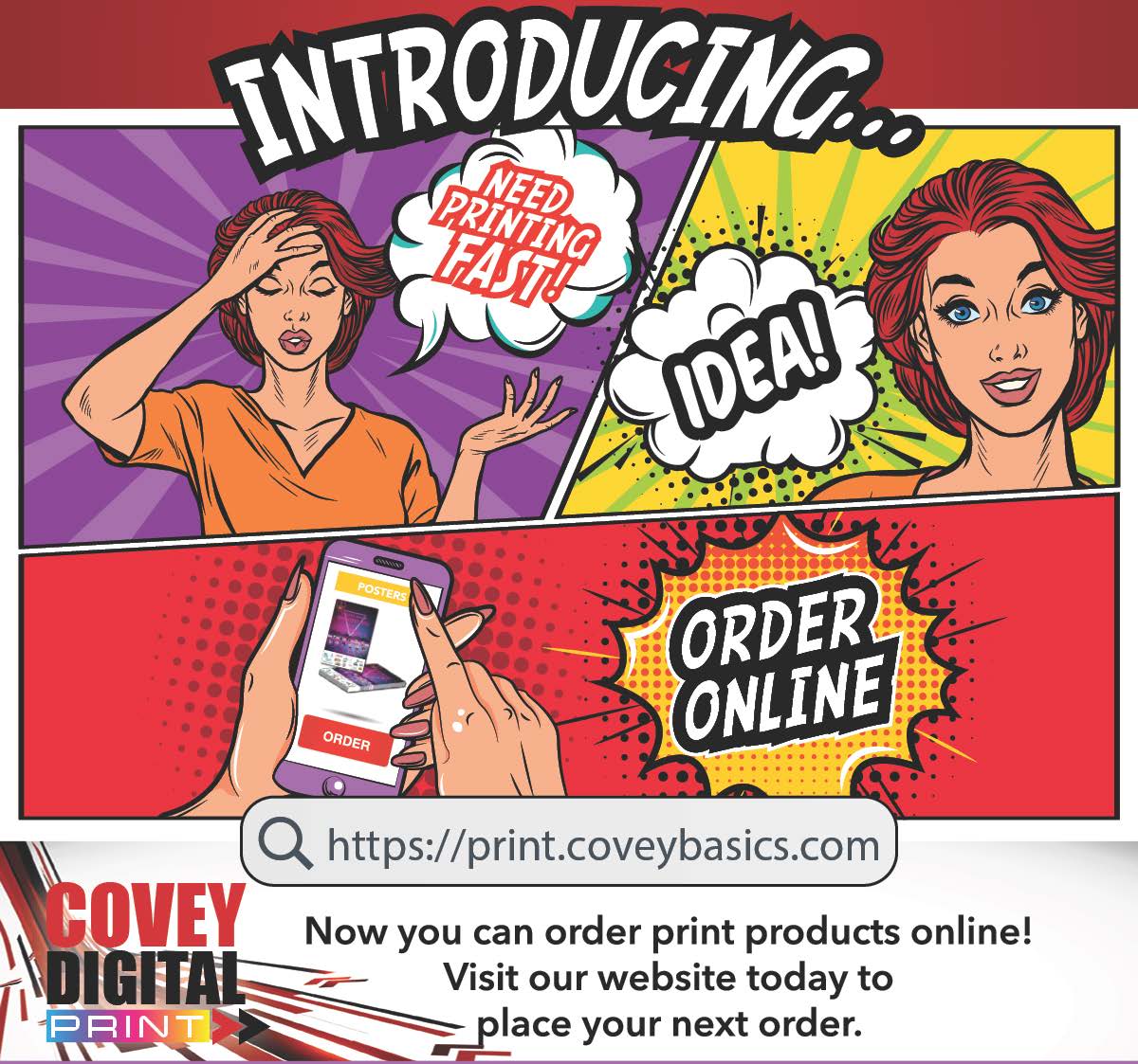 💥𝐕𝐢𝐬𝐢𝐭 𝐨𝐮𝐫 𝐨𝐧𝐥𝐢𝐧𝐞 𝐩𝐫𝐢𝐧𝐭 𝐰𝐞𝐛𝐬𝐢𝐭𝐞!💥 Covey Digital Print Centre's online ordering site is ready and easy for you to order your print products!
👉 Go to print.coveybasics.com 👉 Get quality printing at amazing prices
#printshop #digitalprint #localprint