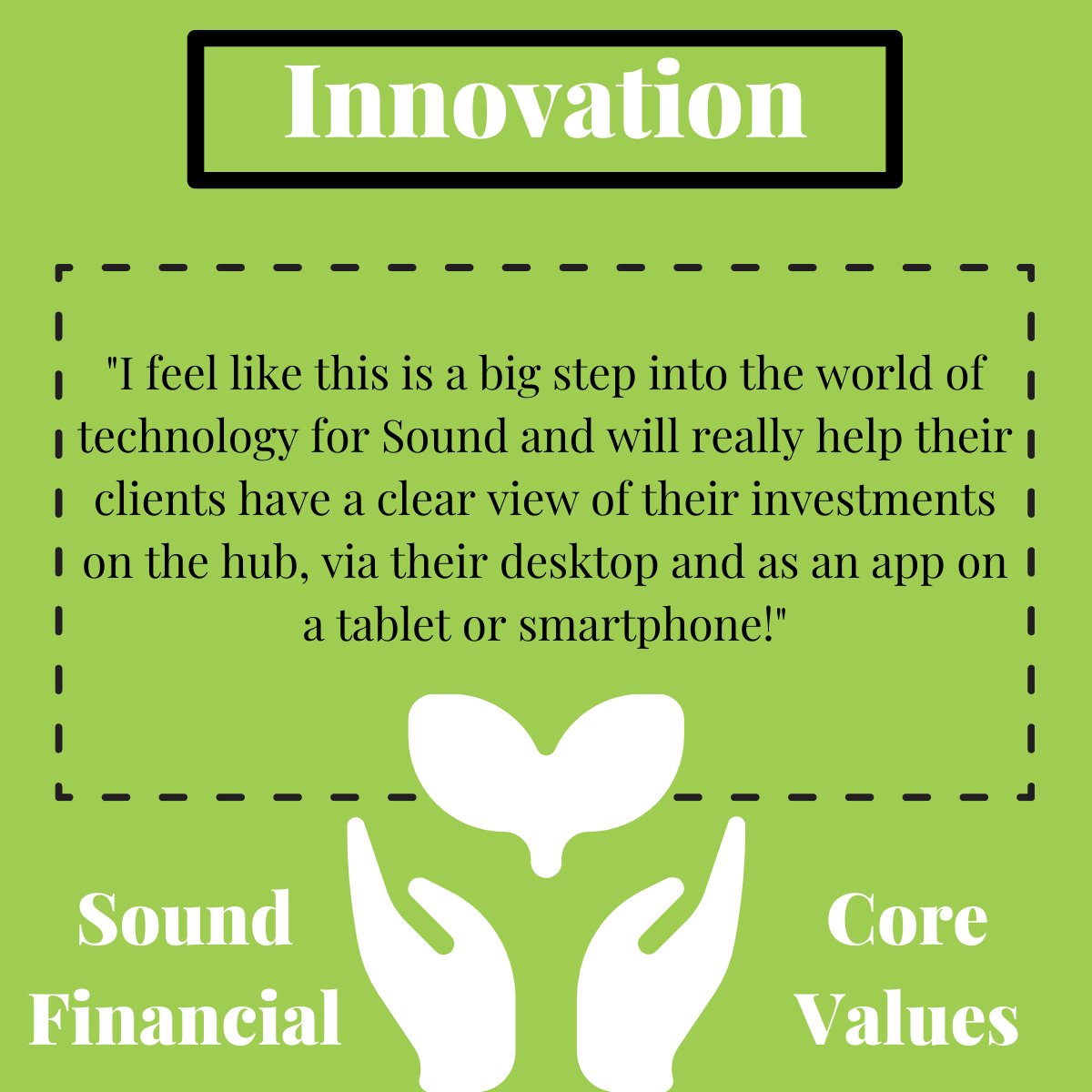 💚 Our Core Values 💚

💡 I N N O V A T I O N 💡

In relation to our new Sound Hub client portal that we are preparing to launch, here's what Vanessa had to say!

#innovation #clientportal #technology
