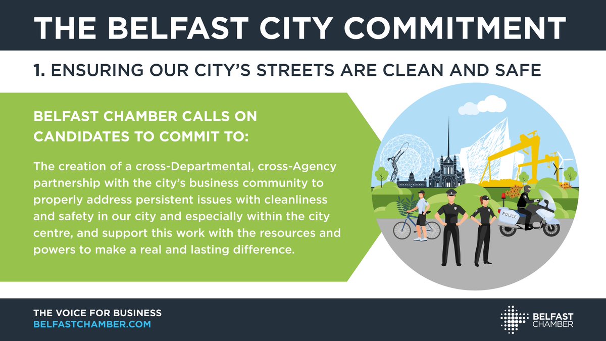 Belfast Chamber’s ‘Belfast City Commitment’ calls for a cross-Departmental partnership with the city’s business community to ensure that Belfast’s streets are clean and safe. Cleanliness and safety are the cornerstones of any successful city belfastchamber.com/app/uploads/20…