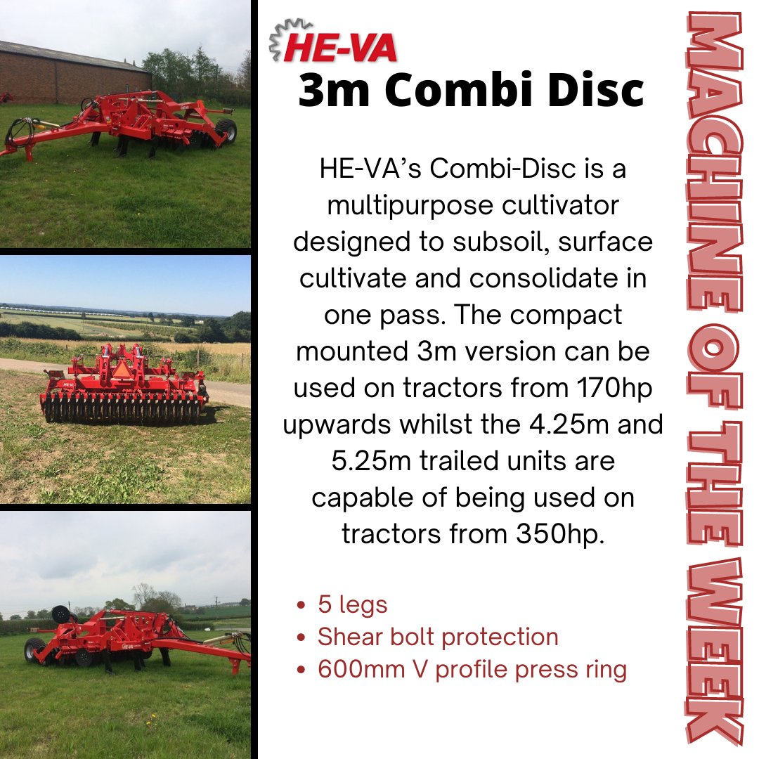 AgwoodLtd's tweet photo. ✨ MACHINE OF THE WEEK ✨
This week we have the HE-VA 3m Combi Disk which is in stock and available to view at our Linton branch.
☎ For more information contact your local area sales manager.
https://t.co/eC3t0L1nh6
#heva #combidisc #machineoftheweek #agriculture https://t.co/aaH8wXW5rT