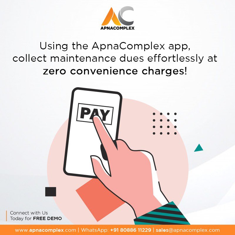 ApnaComplex's tweet photo. Using the ApnaComplex app, pay/collect maintenance with no additional convenience charges.
Schedule a demo to know more!
Visit:https://t.co/Dpyii6VNJi
#maintenance #pay #apnacomplex #society #gatedcommunity #apartmentmanagement https://t.co/YlWjVbkqpW