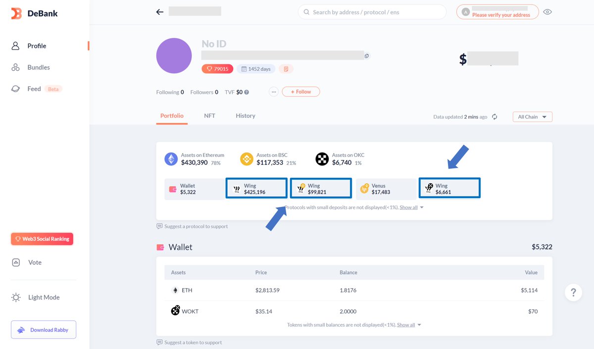 Wing_Finance's tweet image. You can now track your assets deposited in the  @ethereum and @BNBCHAIN #Wing #FlashPools, via @DeBankDeFi 🙌

Making it easier to keep an eye 👀on your portfolio 💸

$WING #DeFi