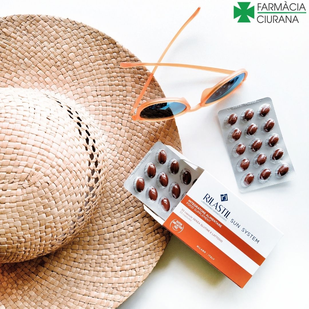 FamaciaCiurana's tweet photo. Aconsegueix un major bronzejat protegint la pell dels rajos de sol i evitant el dany oxidatiu gràcies a #Rilastil #SunSystem Oral per:
☀Promoure la producció de melanina.
✅Mantenir la pell sana.
🍊Actuar com a antioxidant.
💪Contribuir al manteniment normal del Sistema Immune https://t.co/FLg63Pgn5G
