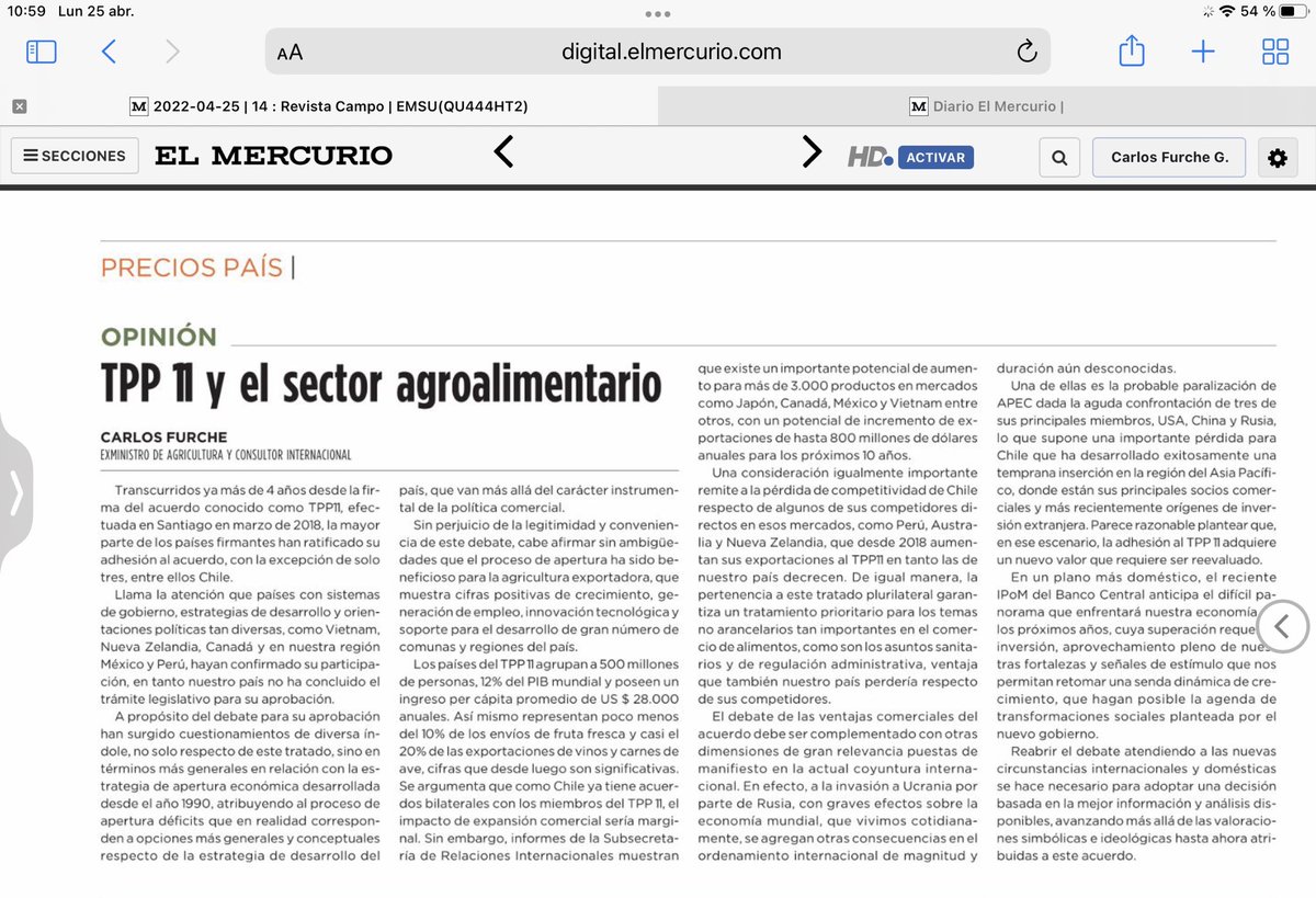 Adjunto columna publicada hoy acerca del debate por la aprobación del TPP 11
