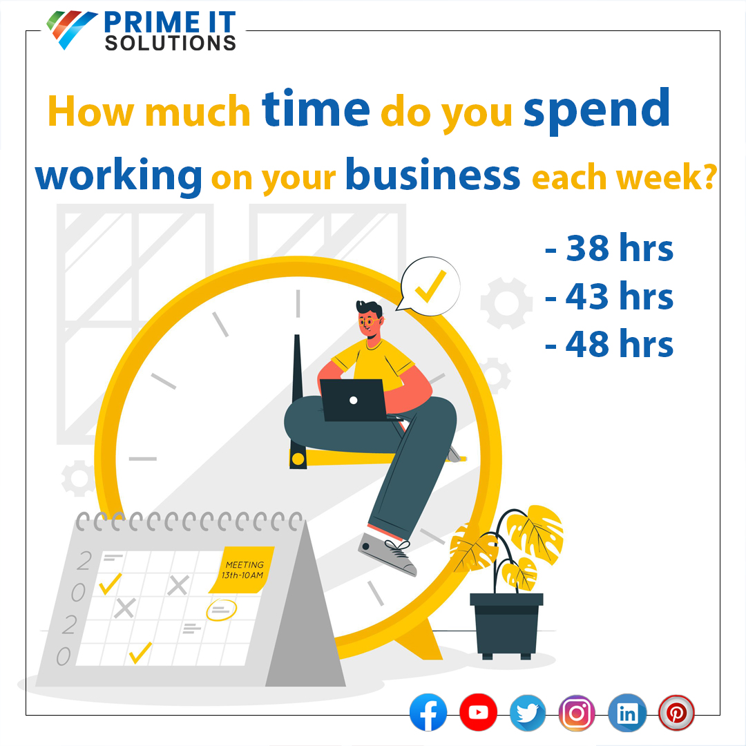 PrimeITSolutio3's tweet photo. Have you ever questioned how many hours a week is an ideal number for you to work? Here's all you need to know: it'll take 38 hours.
#PrimeITSolutions #AskQuestion #Opportunity #Hope #NeverGiveUp #Ioyal #Compassion #TodayQuote #Wegrowtogether #Services #Mobileapp #WebDesign https://t.co/xRJHjSMbT1