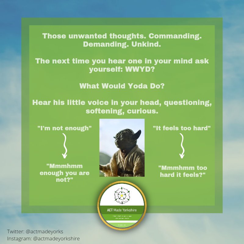 WWYD? 

#ACTMADEYORKSHIRE #Acceptance #compassion #selfcompassion #defusion #kindness #defusion #acceptanceandcommitmenttherapy #selfhelp #book #Wellbeing #mentalhealth #MentalHealthAwareness #MentalHealthMatters #TherapistsConnect