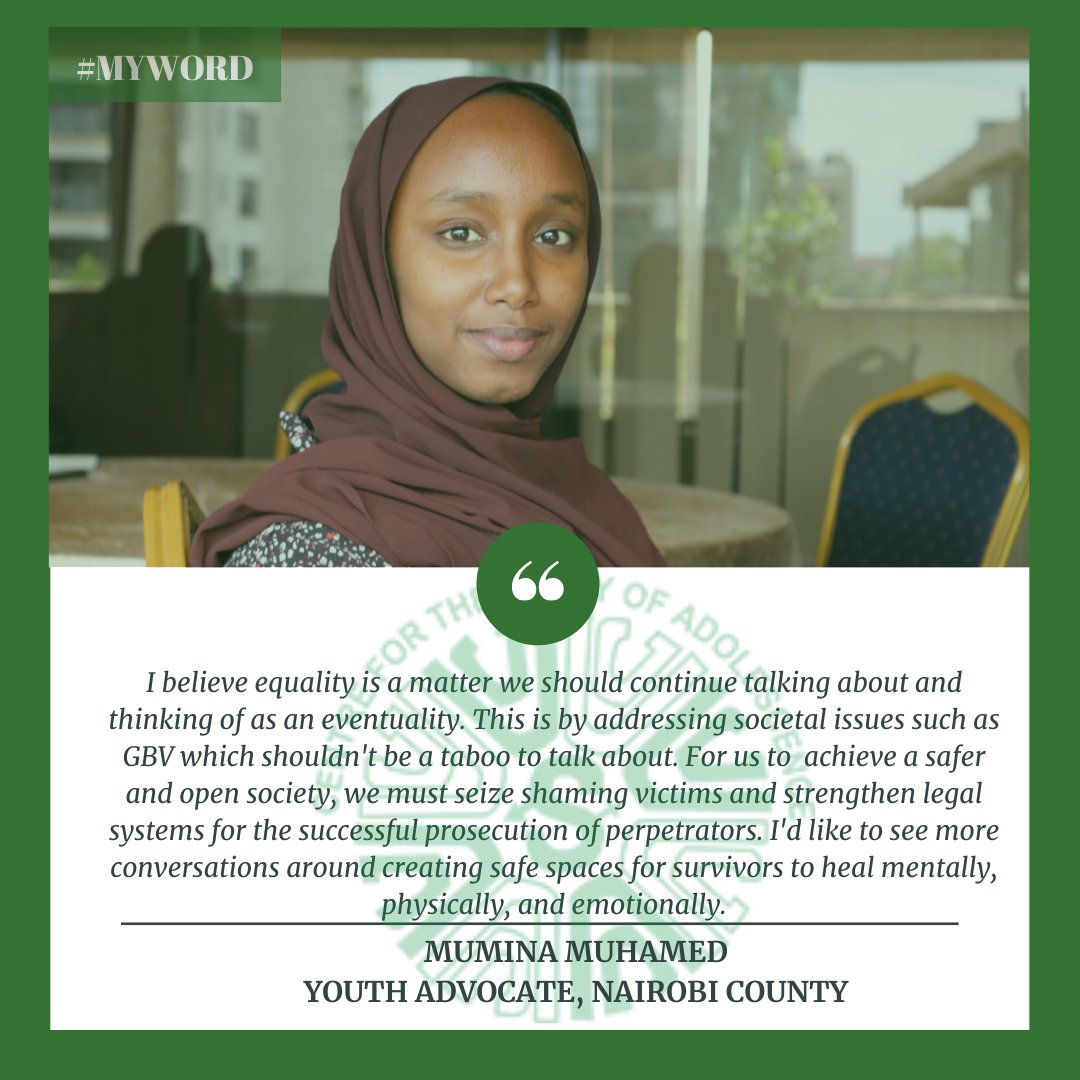 I'd like to see more conversations around creating safe spaces for survivors to heal mentally, physically, and emotionally. Mumina Muhamed, Youth Advocate, Nairobi #CSAEngage #MYWORD