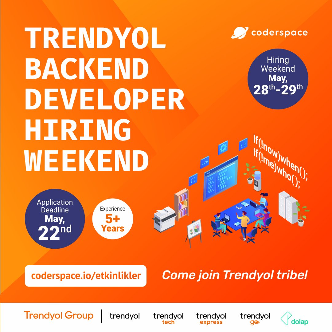 coderspace_io's tweet photo. Trendyol is the most valuable private internet company in Europe, the Middle East and Africa, and the first Decacorn of Turkey.

✅ Apply to Backend Developer Hiring Weekend,
👥 Attend interviews,
🚀 Get the opportunity to work in the Trendyol Tech team!  https://t.co/04d2P1ZViR https://t.co/Blcs1CXb2k