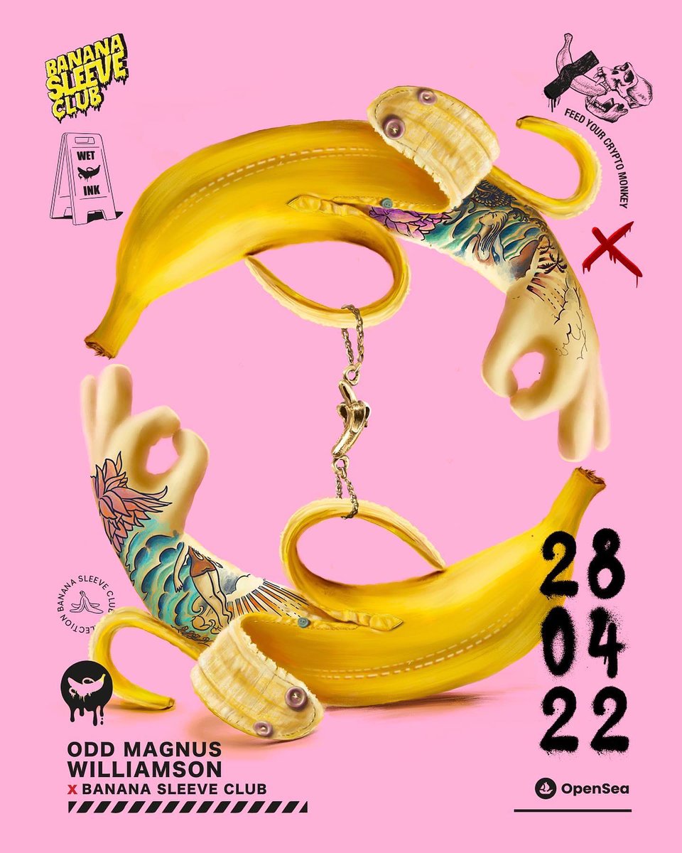 New #nft Collab coming this thursday! Odd-Magnus Williamson X Banana Sleeve Club #NFTCommunity #NFTdrop 🍌