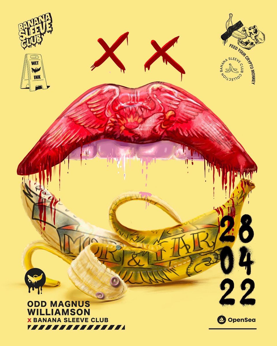 New #nft Collab coming this thursday! Odd-Magnus Williamson X Banana Sleeve Club on Opensea #NFTCommunity #NFTdrop 🍌