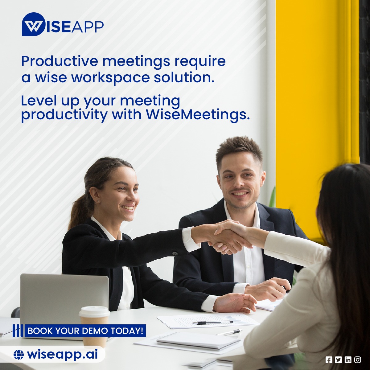 Wiseapp_ai's tweet photo. Connect your employees to the right spaces.
WiseMeetings- A Wise Workspace Solution for Meeting Management
Designed to inspire productivity for teams of all sizes
Book your demo today!
https://t.co/HO8qtRh9LO
#MeetingSolution #WorkspaceSolution #WiseApp #WiseMeetings https://t.co/S48zaugftr
