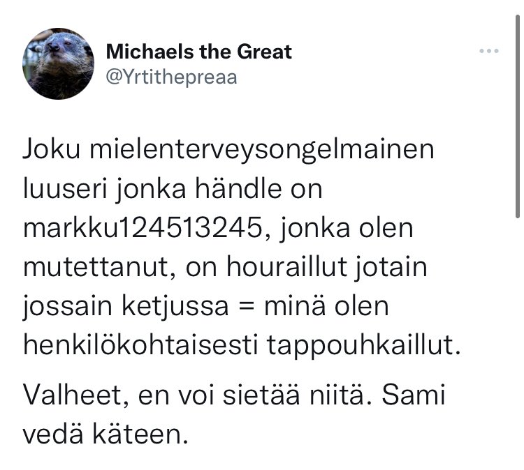 rausami's tweet photo. Ensin keksitään omasta päästä, että väitän hänen uhkailleen, jonka jälkeen suositellaan masturbointia. Ok. Normipäivä Twitterissä, kuinkas muutenkaan. #hapokasta https://t.co/xnChvvtBdm