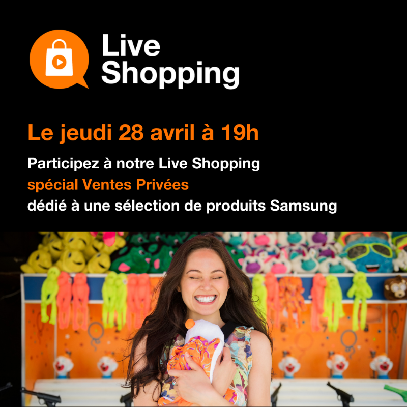 Orange_France's tweet photo. 🛍️ RDV le jeudi 28 avril à 19h pour notre Live Shopping spécial Ventes Privées avec Seb Avec Ta Star : un live de 30 min avec des conseils d’experts, des démos et des surprises. L’occasion de découvrir une sélection de mobiles Samsung et de tenter d’en gagner un ! 📱 @SamsungFR