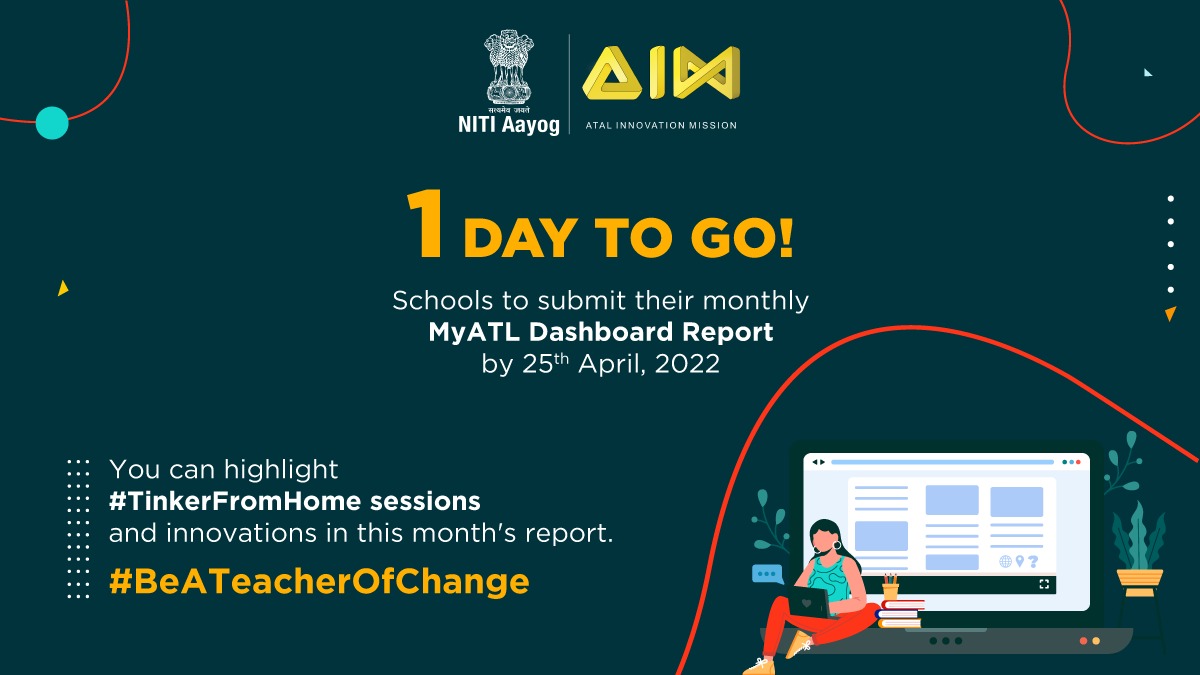 AIMtoInnovate's tweet image. Final Call:1⃣ day to go! 

Want to become the next ATL school of the month? 
Here&apos;s how!👇

➡️Update your MyATL Dashboards &amp;amp; highlight #TinkerFromHome sessions &amp;amp; activities.

🖇: aim.gov.in/atl/