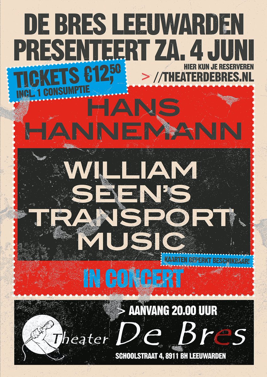 wstmusic's tweet photo. 4 juni spelen we weer in #Leeuwarden samen met @HansHannemann Plaats van handeling is Theater de Bres. Bestel kaarten online op https://t.co/hYZR4ObJPO https://t.co/5o8vuDTfz8