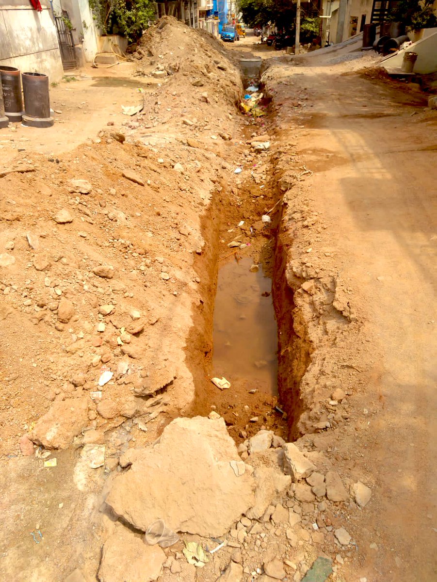 karu233's tweet photo. It has been almost a month that
the @GHMCOnline has dug open
the road for drainage pipelines.
Neither the pipelines have been
installed nor the road has been
repaired Near Naveena school
Martandanagar, Hafeezpet. There
is a school nearby and the kids are
unable to cross the road. https://t.co/ySM3ZH2zUN