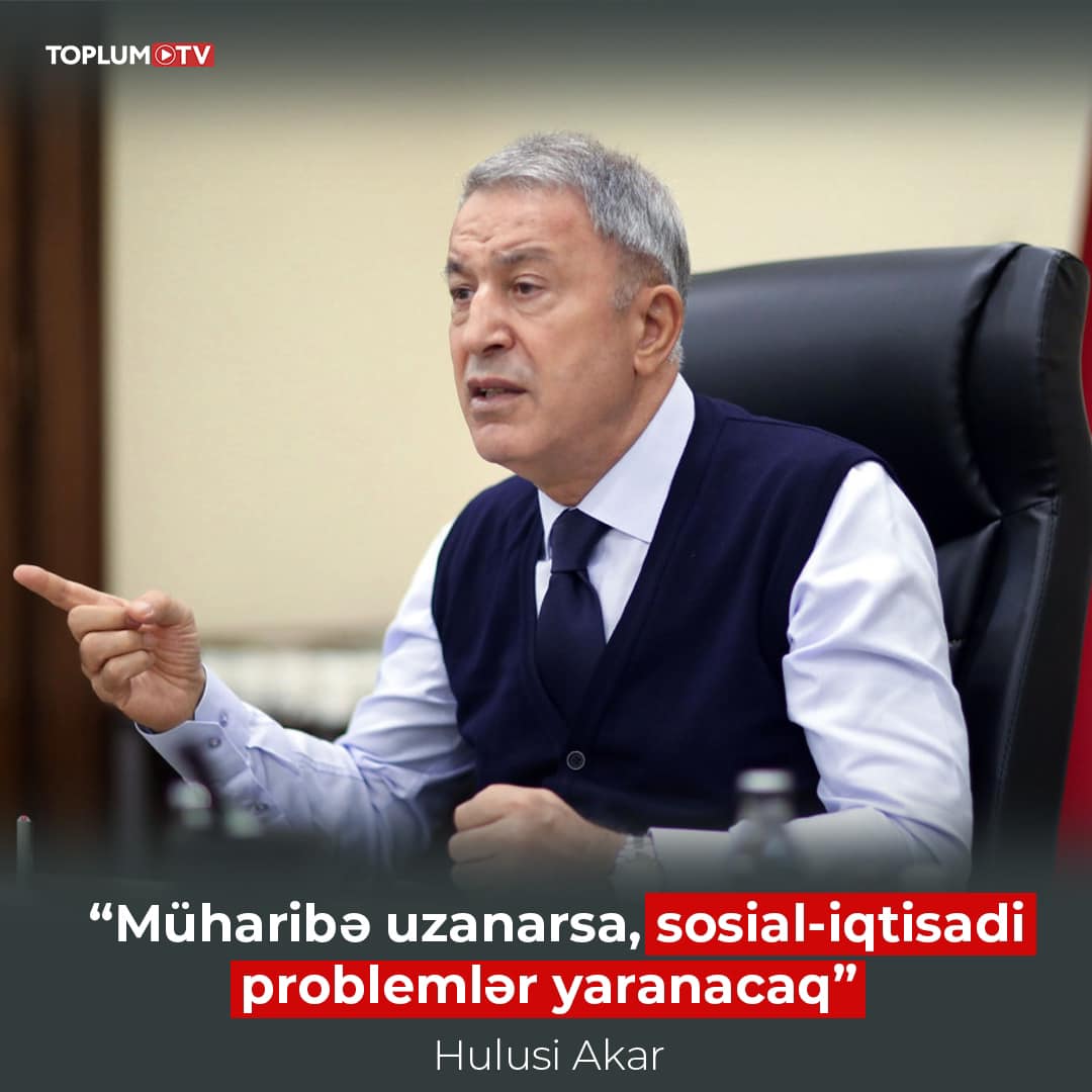 “Ukraynadakı müharibə uzanarsa, Avropa ölkələrində sosial və iqtisadi problemlər yaranacaq”. Bunu Türkiyənin milli müdafiə naziri Hulusi Akar deyib. Onun sözlərinə görə, bu vəziyyət həmin ölkələrin xalqlarına təsirsiz ötüşməyəcək.