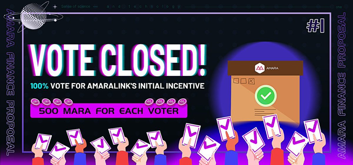 amara_ru's tweet photo. 🌟ПРЕДЛОЖЕНИЕ №1 ЗАКРЫТО!

🗳️100% голосов за первоначальный стимул AmaraLink
Конкретные правила будут опубликованы после официального запуска AmaraLink.

🎁500 MARA каждому, кто проголосовал
Ценим ваше участие. Будем ждать следующего предложения!

https://t.co/q3kCFX6LGO

#DeFi https://t.co/AthBHN6cv0