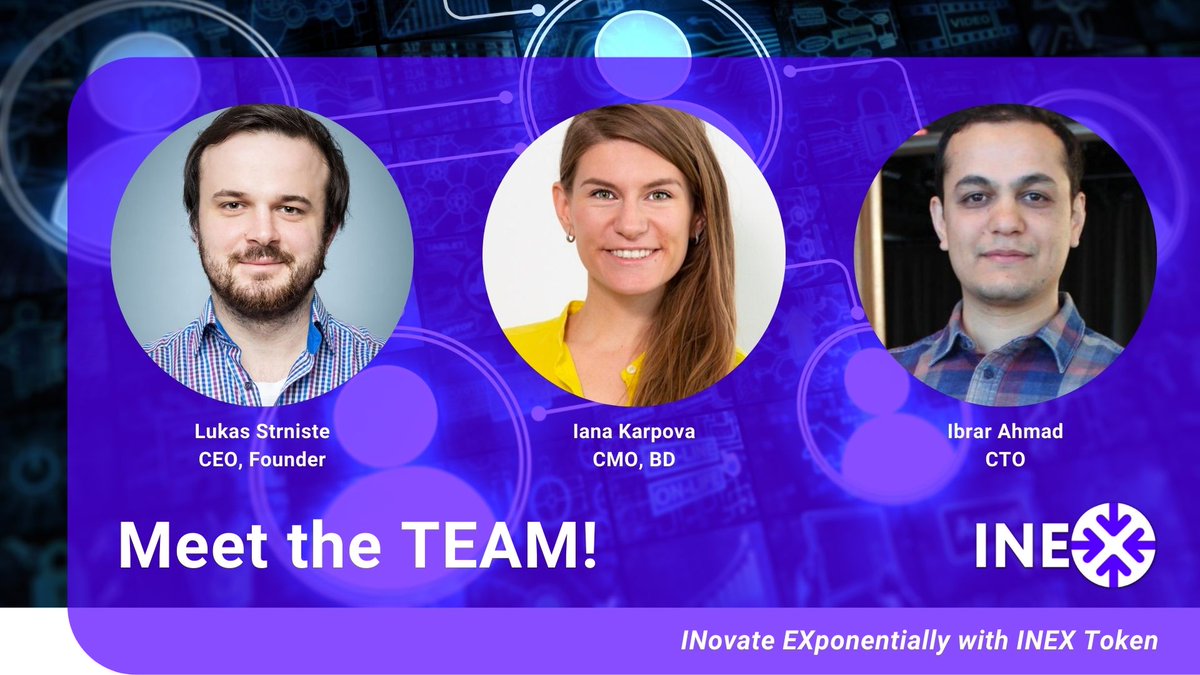 INEX_token's tweet photo. Time to meet the TEAM 🚀🚀🚀

🌟 Lukas Strniste, CEO, Founder
🌟 Iana Karpova, CMO, BD
🌟 Ibrar Ahmad, CTO

Find and add us on LinkedIn to kick off a dialogue!

🟣 Be among the first to get some INEX: https://t.co/6plDdeURPR https://t.co/tcMsGsmp3S