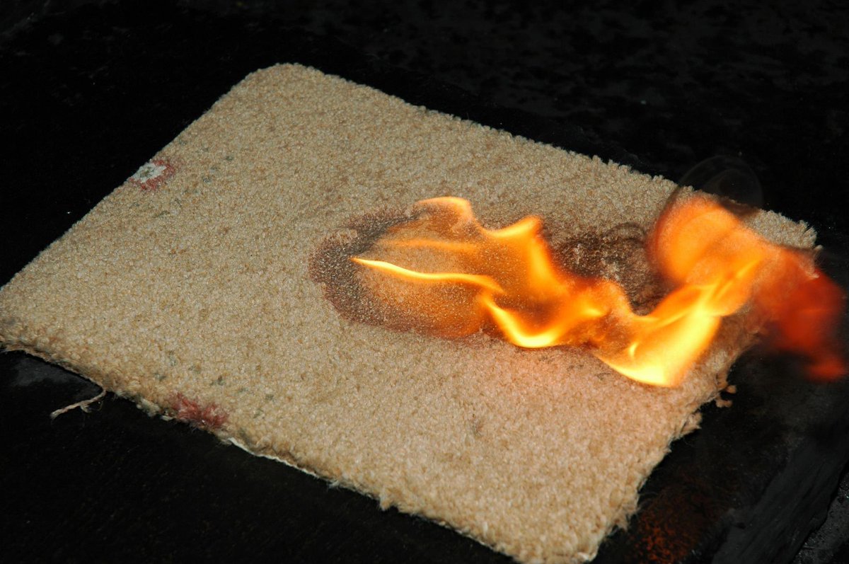 FireBsc's tweet photo. Here’s a bit from our Fire Investigation module. Two pictures. During a burn and post burn. This pattern is well known to Fire Investigators as a doughnut pattern. How is it formed? #firecadet #firecadets #fire #ukfire #firefighter #fireofficer. https://t.co/MMLnkUmqpP