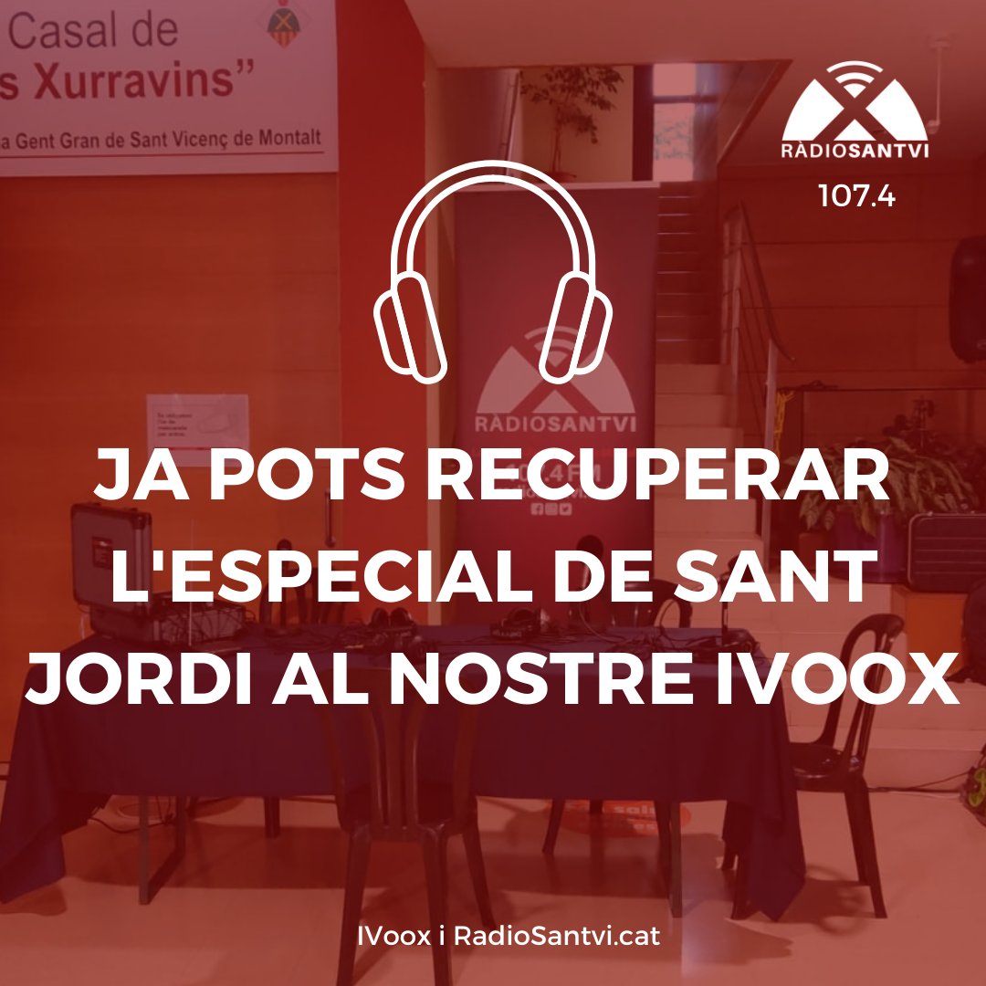 3VilesMedia's tweet photo. 🎙️ Ja pots recuperar l'especial de Sant Jordi 2022 d'aquest dissabte 23 d'abril

🎧 Escolta'l al nostre IVoox o a https://t.co/bzCaHpEPRM https://t.co/jr8HyDmAr2