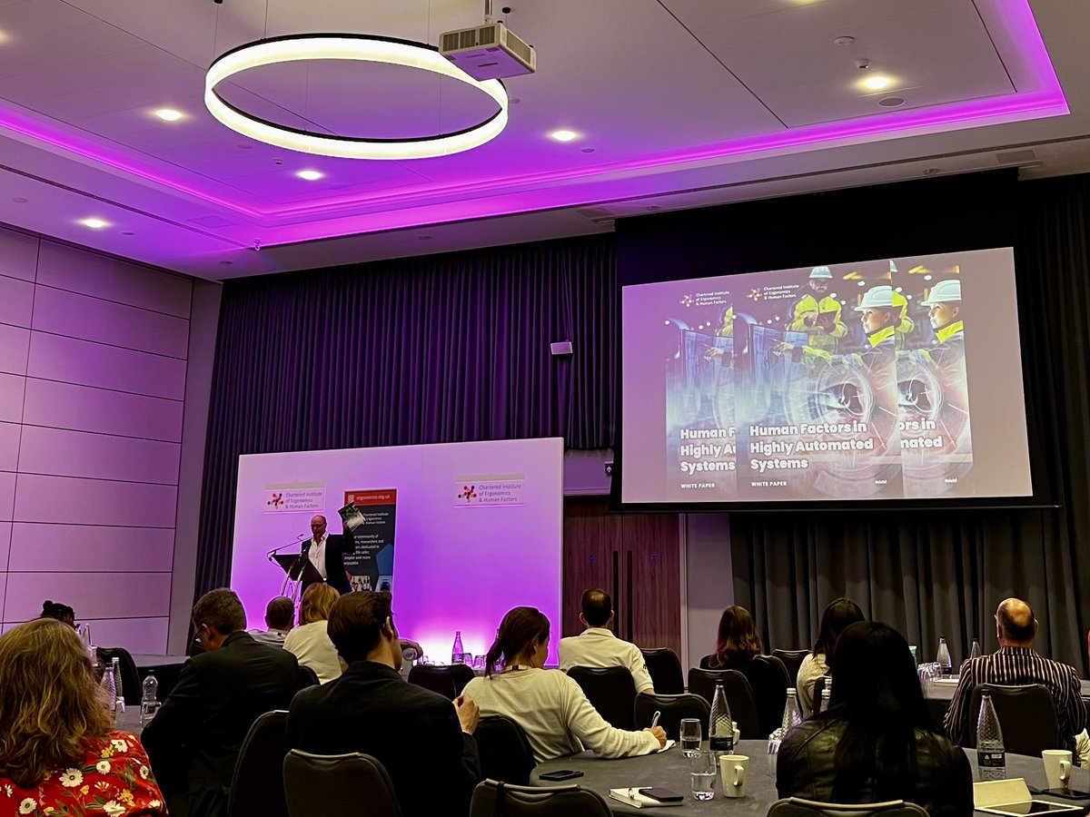 Ron McLeod takes the stage to launch the new CIEHF white paper on Human Factors in automation. Which involved 20 highly 
experienced human factor practitioners from the community. 

#EHF2022 #CIEHF #ergonomics