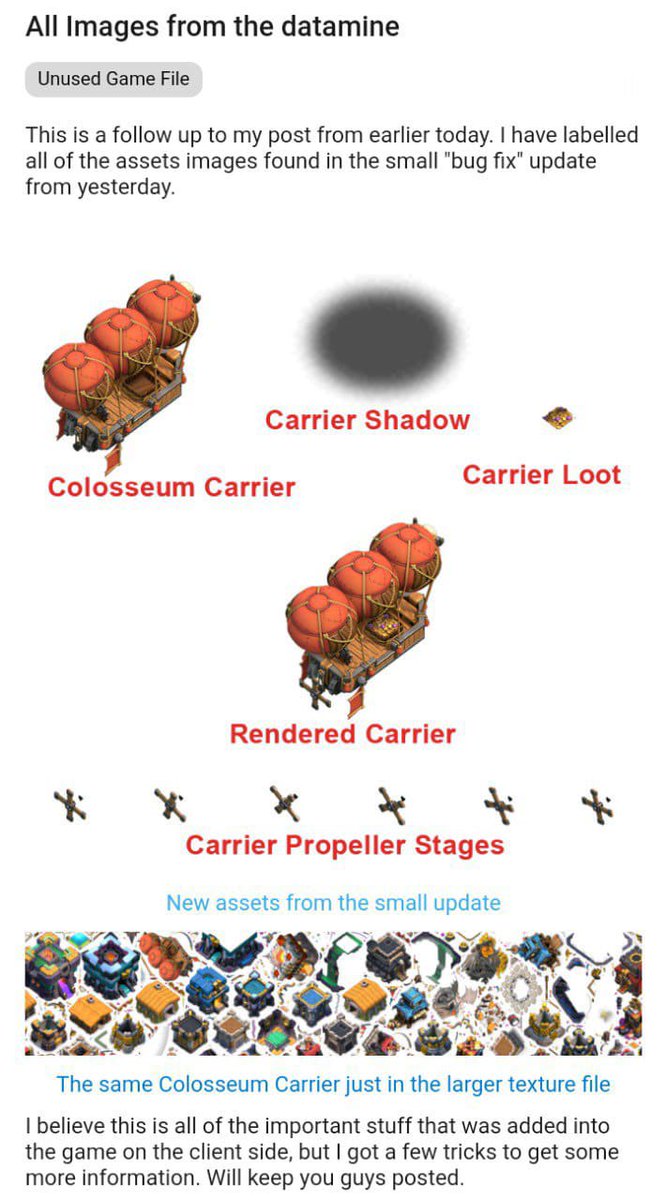 Kartike95J's tweet photo. WHY IS THIS SHOWING IN BUILDER BASE NOW? !! IS THERE ANY HINT COC WILl. this  BE A NEW UPDATE!! 
THIS IS CALLED COLOSSEUM CARRIER !! 
follow me for more updated content!! 💙
Instagram: https://t.co/600y43Z5Xh
@ClashofClans @ClashofClansBRC @CarbonFin https://t.co/wlRxwP1Nro