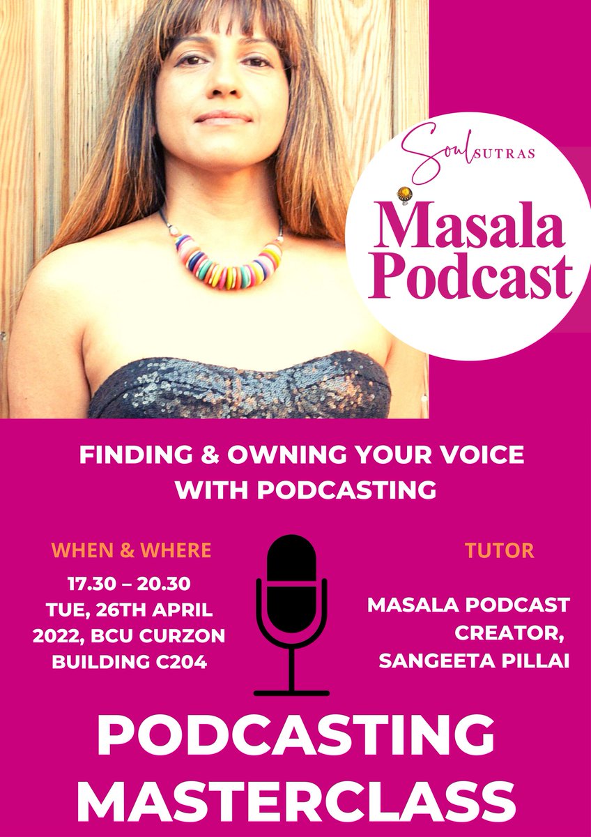 ninarobinson01's tweet photo. FREE #podcastingmasterclass with award winning podcaster @soulsutras please DM me if you'd like to come #birmingham #westmidlands it's going to be ACE - everything from finding your own voice - especially if your voice has been marginalised, to monetising and marketing. https://t.co/6oJuaRJe2S