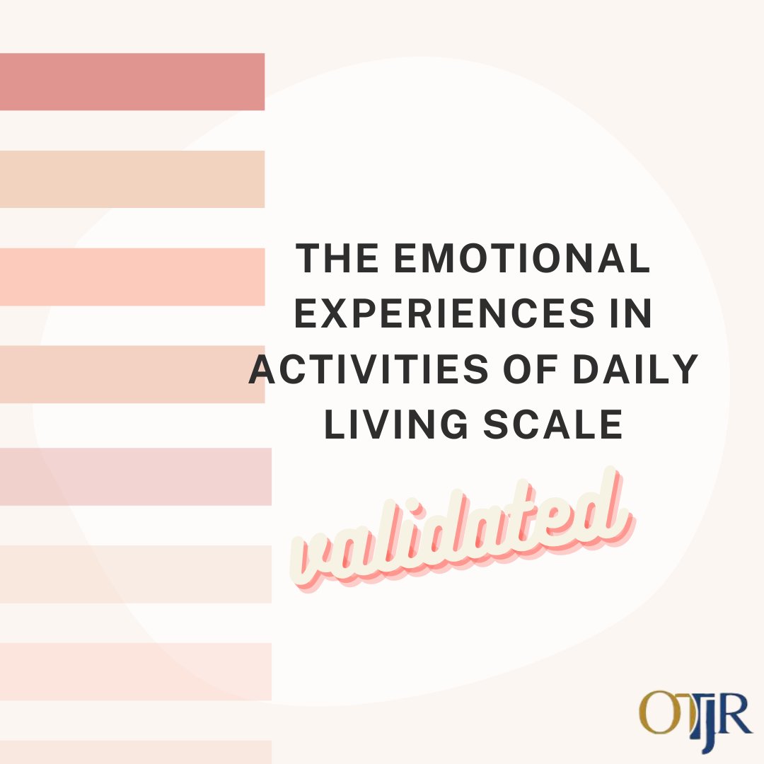 OTJRJournal's tweet image. #OT needs to quantify the range &amp;amp; affect of emotions associated with #occupationalperformance. The Emotional Experiences in ADL Scale #EEADLS was created &amp;amp; tested for #reliability to do just that
ow.ly/m7t350INFb3
#OTResearch #mentalhealthmonday