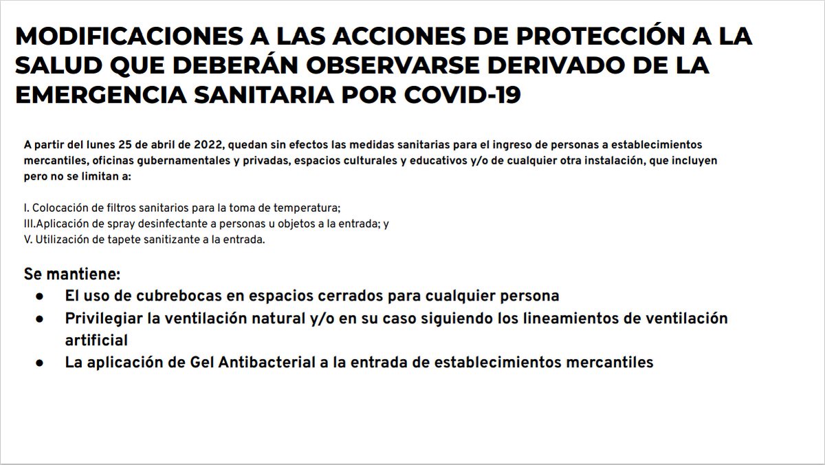 enterteinmentsg's tweet photo. 🚨 #AVISO: A partir de #HOY quedan SIN EFECTO estás medidas sanitarias, informó @GobCDMX 🚨
-Toma de temperatura 🌡️
-Aplicación d spray desinfectante 
-Tapete sanitizante
Siguen #VIGENTES:
-#Cubrebocas 😷 en espacios cerrados
-Ventilación natural
-Uso d #GelAntibacterial 🧴 https://t.co/aVCJe0CHtK